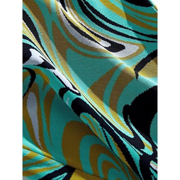 EMILIO PUCCI Turquoise Onde Print Fit & Flare Knit Knee Length Dress Siz… - Picture 4 of 14